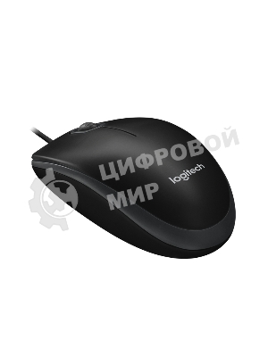 Мышь проводная Logitech B100 черный, 1000 dpi, USB, кнопки - 3