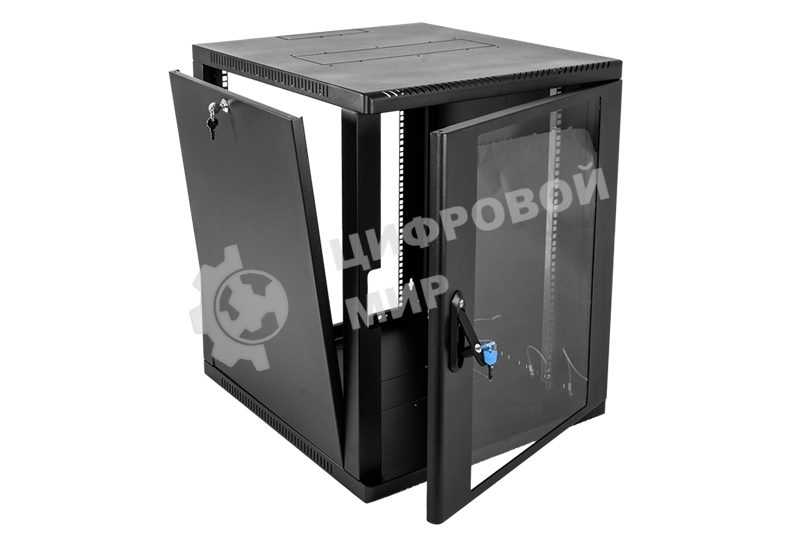 Шкаф ЦМО телекоммуникационный настенный сварной 12U (600 350) съемные стенки, дверь стекло, черный