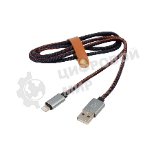 Кабель Rexant USB кабель для iPhone 5/6/7 моделей, шнур в джинсовой оплетке