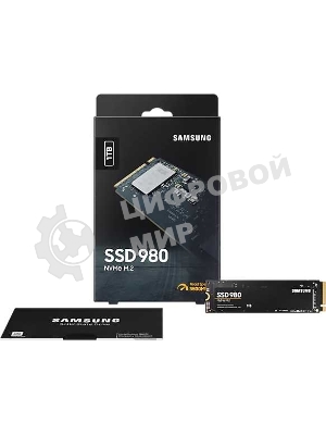 Накопитель SSD Samsung 980, 1000Gb, PCIe 3.0 x4, M.2 2280, NVMe, R/W 3500/3000