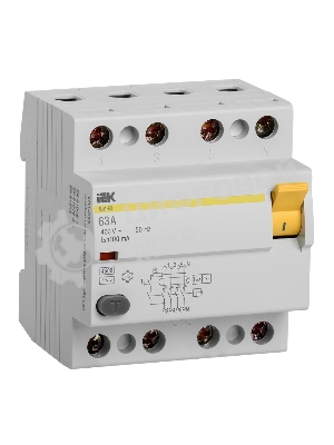Выключатель дифференциального тока (УЗО) 4п 63А 100мА тип AC ВД1-63 IEK MDV10-4-063-100