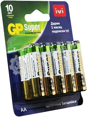 Батарея GP Super Alkaline 15A/IVI-2CR10 AA (10шт) блистер