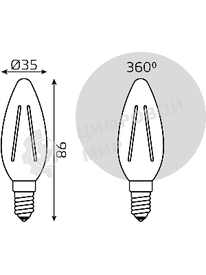 Лампа светодиодная филаментная Gauss Filament 8Вт цок.: E14 свеча св. свеч. бел. нейт. (упак.: 10 шт)