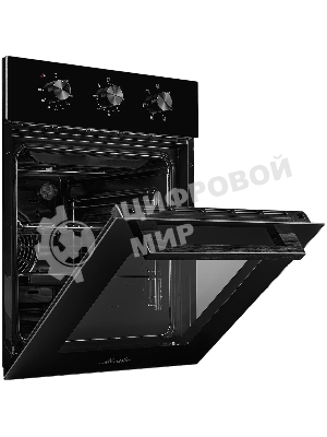 Встраиваемый духовой шкаф Monsher MOE 4563 Noir, электрический, High-Tech, объем 50 л, конвекция, гриль, 3 стекла в дверце, съемные стекла, съемная дверца, телескопические направляющие, черный