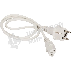 Шнур питания Lanmaster C13-Schuko прямая, 3х0.75, 220В, 10А, белый, 1 метр