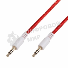 Аудиокабель AUX Rexant 3.5 мм в тканевой оплетке 1 м красный