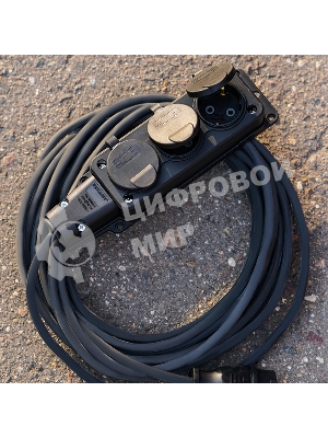 Удлинитель-шнур Rexant КГ 3х1.5, 10 м, 3 гнезда, морозостойкий, с/з, 16 А, 3500 Вт, IP44 (Сделано в России)