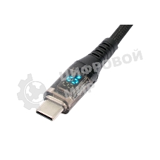 Кабель USB2.0 Cablexpert CCP-USB2-CMCM-SCR-1M, Type-C/Type-C, 6A, 66Вт, PD/QC3.0, дисплей, оплетка, медь, 1м, черный, пакет