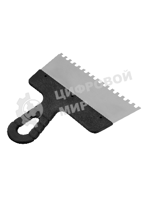 Шпатель из нержавеющей стали Сибртех 200 мм, зуб 6х6 мм, пластмассовая рукоятка