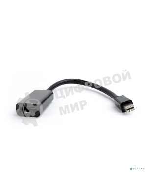 Переходник miniDisplayPort - DisplayPort, Cablexpert A-mDPM-DPF-001, 20M/20F, 16см, черный, пакет