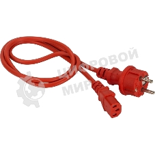 Шнур питания Lanmaster C13-Schuko прямая, 3х0.75, 220В, 10А, красный, 1.8 метра