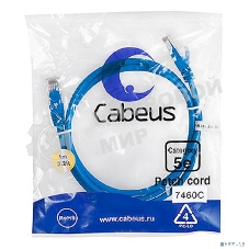 Патч-корд Cabeus, кат. 5е, неэкр., U/UTP, RJ45/RJ45, PVC, AWG24, 1м, синий