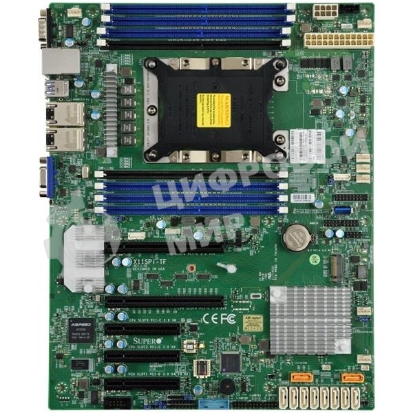 Материнская плата Supermicro MBD-X11SPI-TF-B Xeon Single Socket S3647, 8x 288-pin DDR4 DIMM slots, 2x 10GbE LAN ports, 10x SATA3 (6Gbps) via C622, Bulk