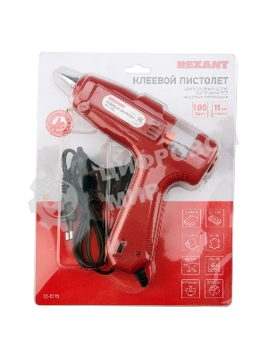 Клеевой пистолет Rexant, 100 Вт, Ø11 мм, с кнопкой, блистер