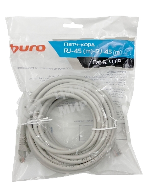 Патч-корд Buro Basic UTP 4 пары cat6 CCA molded 10м серый RJ-45 (m)-RJ-45 (m)