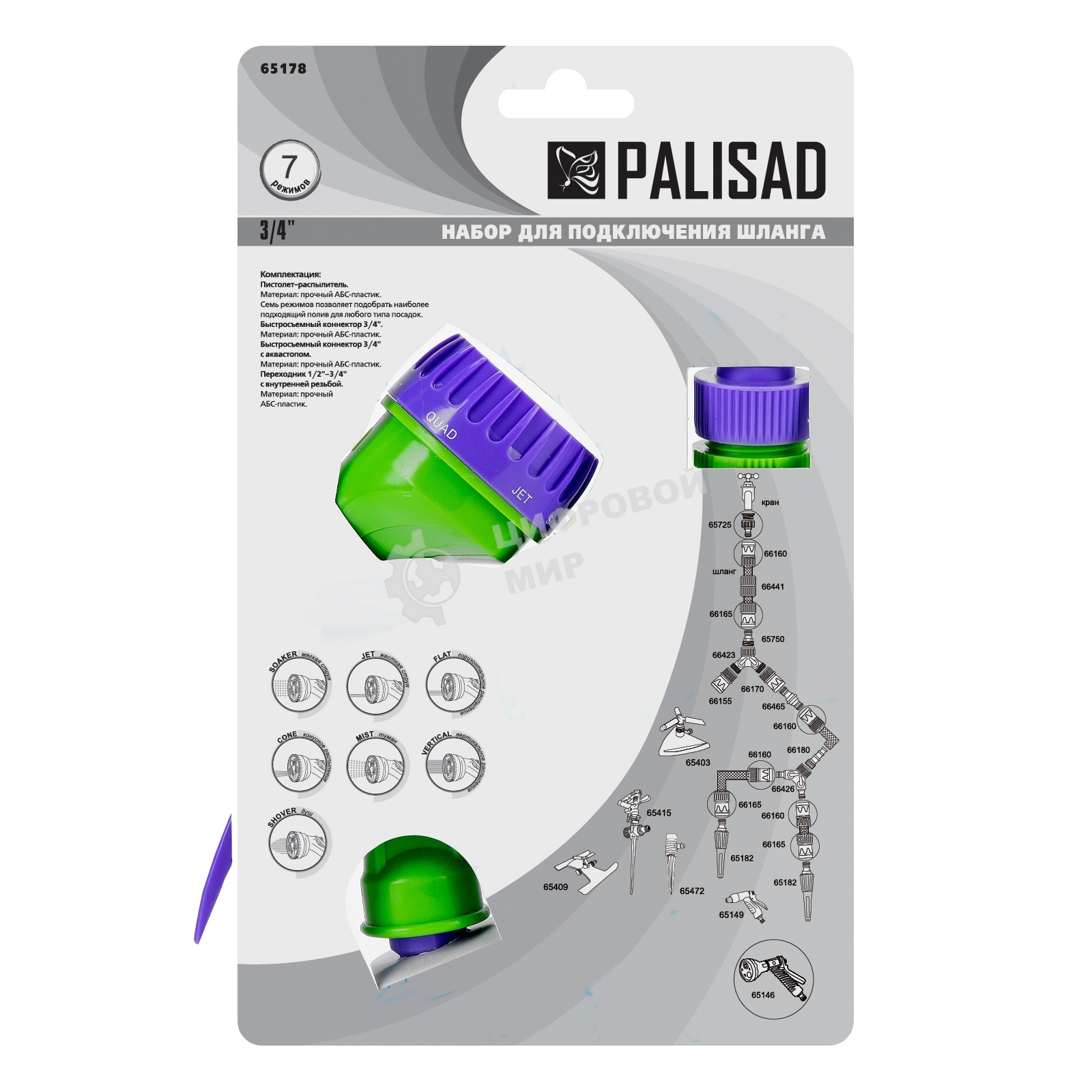 Набор для подключения шланга Palisad 3/4