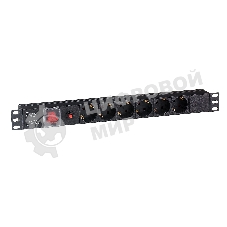 Блок розеток горизонтальный ExeGate ServerPro PDU-19H605 Al-6S-C14-SW-O, 19