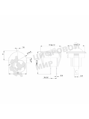 Выключатель клавишный Rexant круглый 250V 3А (2с) ON-OFF красный Micro