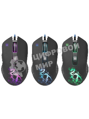 Мышь проводная Defender Sky Dragon GM-090L черный, 3200 dpi, USB, кнопки - 6