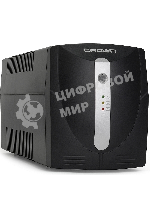 Источник бесперебойного питания Crown CMU-1000X (1000VA/600w; Off-Line; 2 х Euro с резервным питанием и фильтрацией; 12V7AH х 2; Металл)