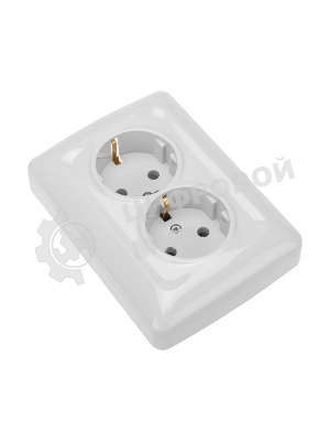 Розетка Kranz 2-ая DEA с/з с/у 16А белый (1/10/100)