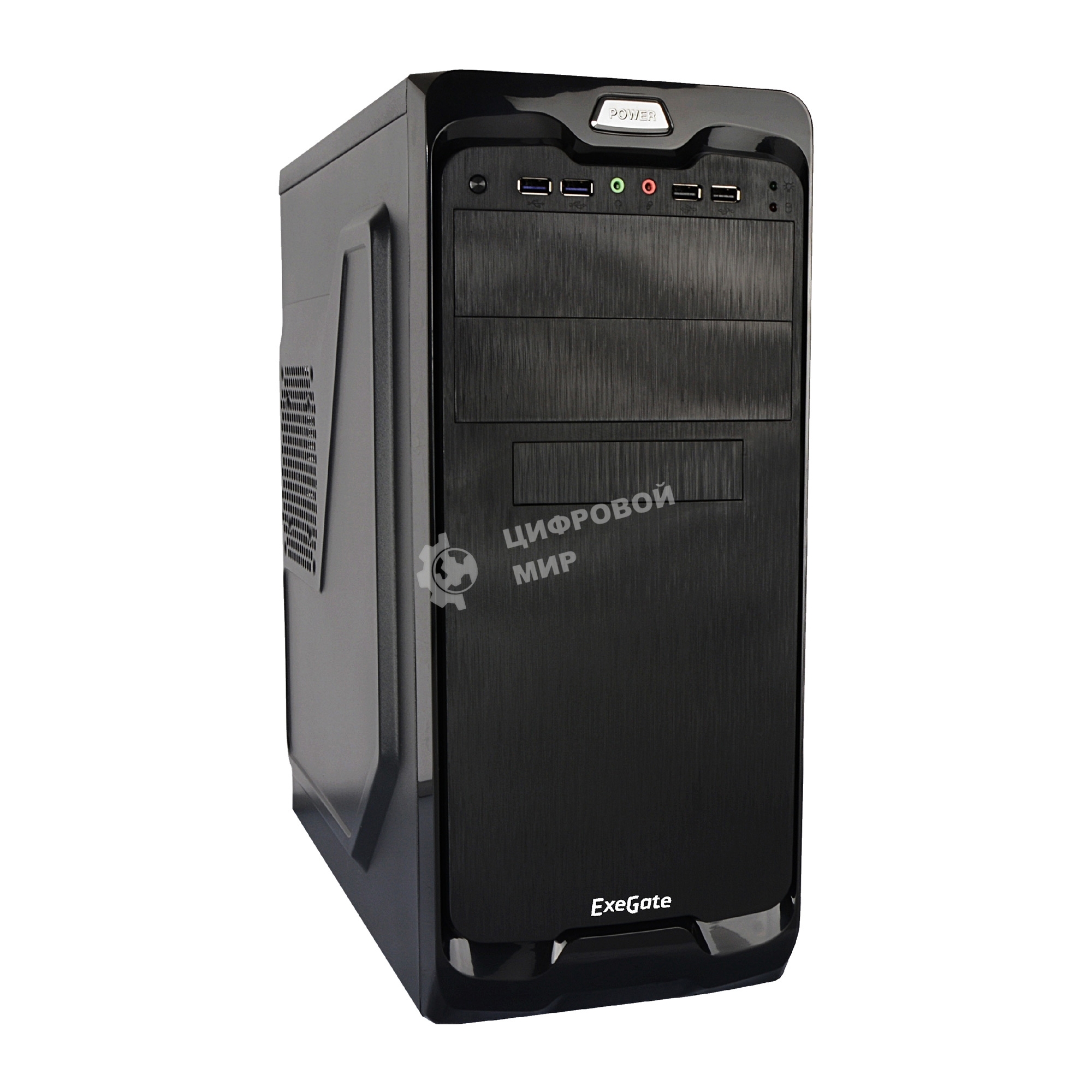 Компьютерный корпус ExeGate EX269435RUS Miditower UN-604 Black, ATX, (UN350, 120мм) 2хUSB+2хUSB 3.0, Audio