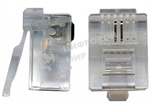 Коннектор RJ12 д/кабеля 2-ух контактный, 100 шт.