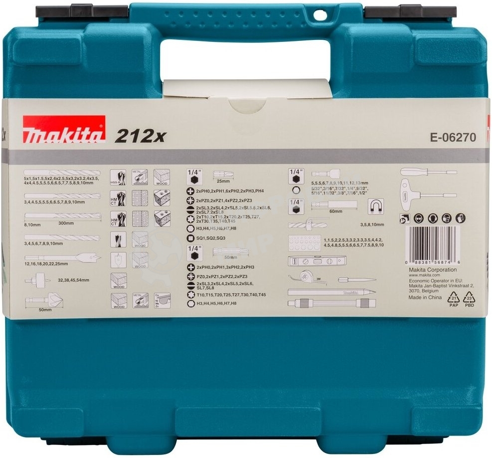 Набор принадлежностей Makita E-06270 212 предметов (жесткий кейс)
