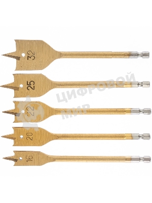 Набор сверл Matrix перовых по дереву, 16-20-22-25-32 мм 5 шт пластик