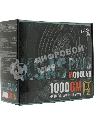Блок питания Aerocool/Formula 1000W Retail KCAS PLUS 1000GM, 80 PLUS Gold, ATX v2.4, модульный, fan 14cm, 6x PCI-E [6+2-Pin], 10x SATA, 6x MOLEX