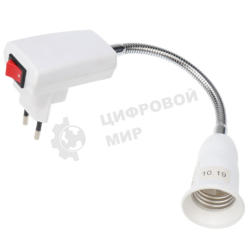 Переходники Rexant вилка - патрон Е27, гибкий, 150 мм, с выключателем