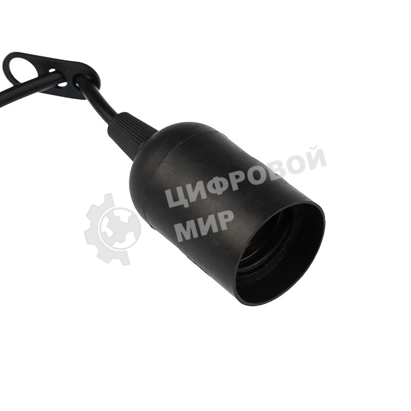 Патрон подвесной с клеммной колодкой E27 черный, с этикеткой, индивидуальный пакет Rexant