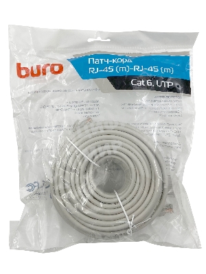 Патч-корд Buro Basic UTP 4 пары cat6 CCA molded 20м серый RJ-45 (m)-RJ-45 (m)