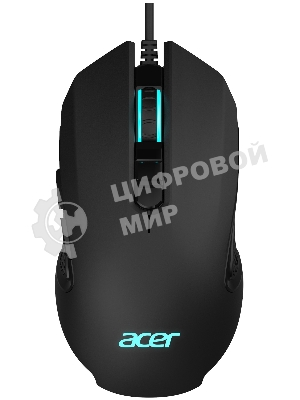 Мышь проводная Acer OMW160 черный, 6400 dpi, USB, кнопки - 8