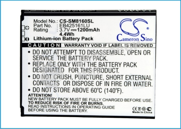 Аккумулятор CameronSino CS-SM8160SL EB425161LU для Samsung Galaxy S3 mini i81903.7V, 1200mAh, 4.44Wh