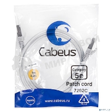 Шнур коммутационный Cabeus, Cat.5e, экр., F/UTP, RJ45/RJ45, PVC, AWG24, 1м, серый