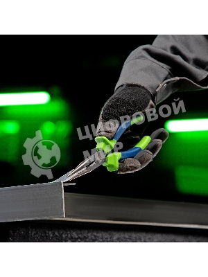 Длинногубцы Сибртех прямые,160 мм, двухкомпонентные рукоятки