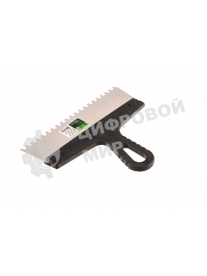 Шпатель из нержавеющей стали Сибртех 250 мм, зуб 6х6 мм, пластмассовая рукоятка