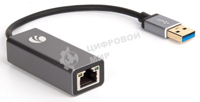 Кабель-переходник USB 3.0 (Am) --> LAN RJ-45 Ethernet 1000 Mbps, Aluminum Shell, VCOM DU312M