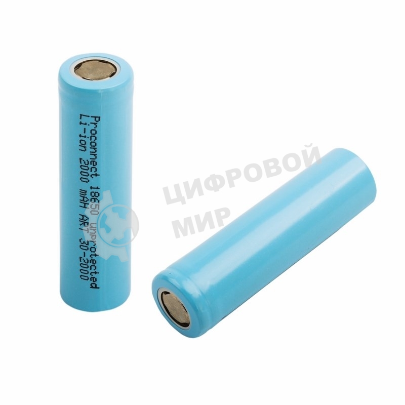 Аккумулятор PROconnect 18650 unprotected Li-ion 2000 mAh индивидуальная упаковка