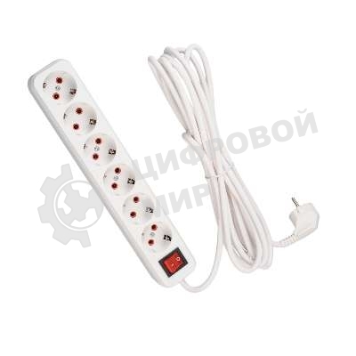 Удлинитель 6х5 м с заземл. 16А IP20 с выкл. Lezard 720-0605-602