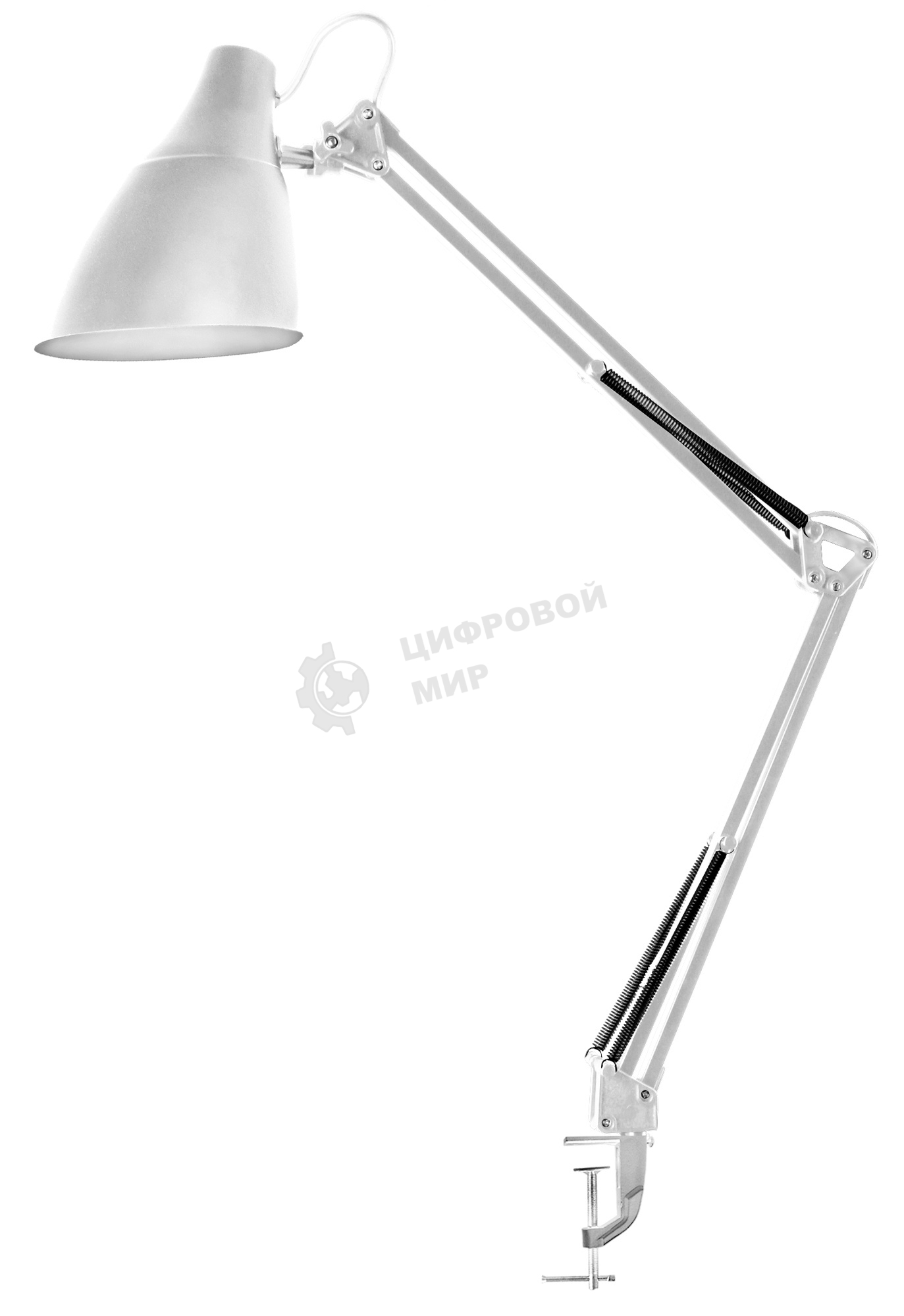 Светильник настольный Camelion KD-335 C01 белый с метал. струбциной, 230V, 40W, E27