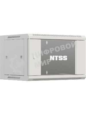 Шкаф коммутационный NTSS Премиум (NTSS-W6U6045GS-2) настенный 6U 600x450 мм пер. дв. стекл 60 кг серый IP20 сталь