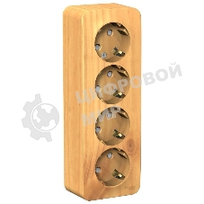 Розетка 4-ая с/з со шторками 16А, 250В, изолир. пластина SE Blanca наруж Ясень