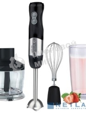 Блендер Vitek VT-3411 ST (стальной, 800 Вт, 6 скоростей, измельчитель 500 мл, стакан 600 мл, управление механическое)