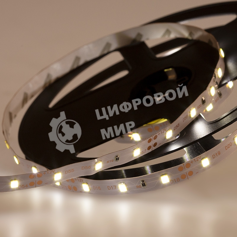 Лента светодиодная открытая, 8 мм, IP23, SMD 2835, 60 LED/m, 12 V, цвет свечения белый