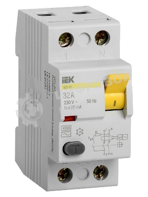 Выключатель дифференциального тока (УЗО) 2п 32А 30мА тип AC ВД1-63 IEK MDV10-2-032-030