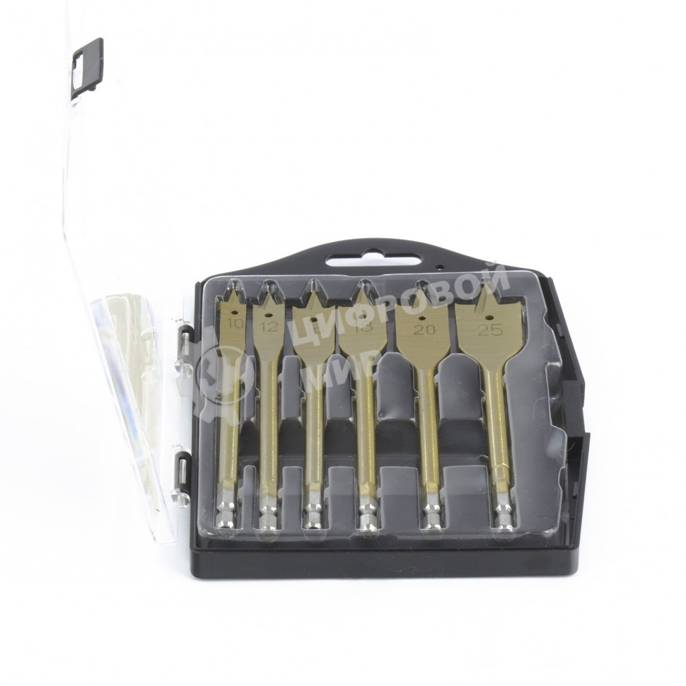 Набор сверл Matrix перовых по дереву, 10-12-16-18-20-25 мм 6 шт пластик