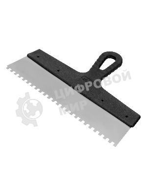 Шпатель из нержавеющей стали Сибртех 300 мм, зуб 6х6 мм, пластмассовая рукоятка