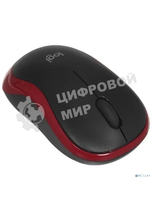 Мышь беспроводная Logitech M185, красный, 1000 dpi, радиоканал, USB, кнопки - 3